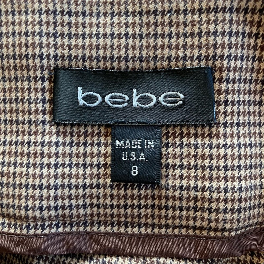 Bebe Brown Houndstooth Pencil Dark Light Academia Skirt Size 8 - Picture 4 of 5